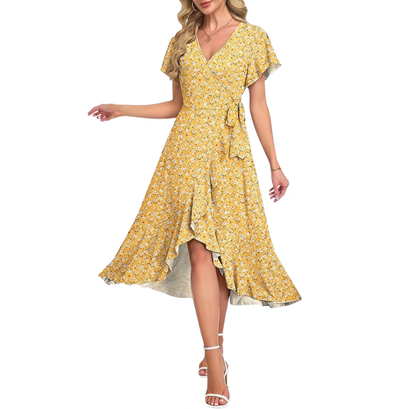 Floral Wrap Midi Dress