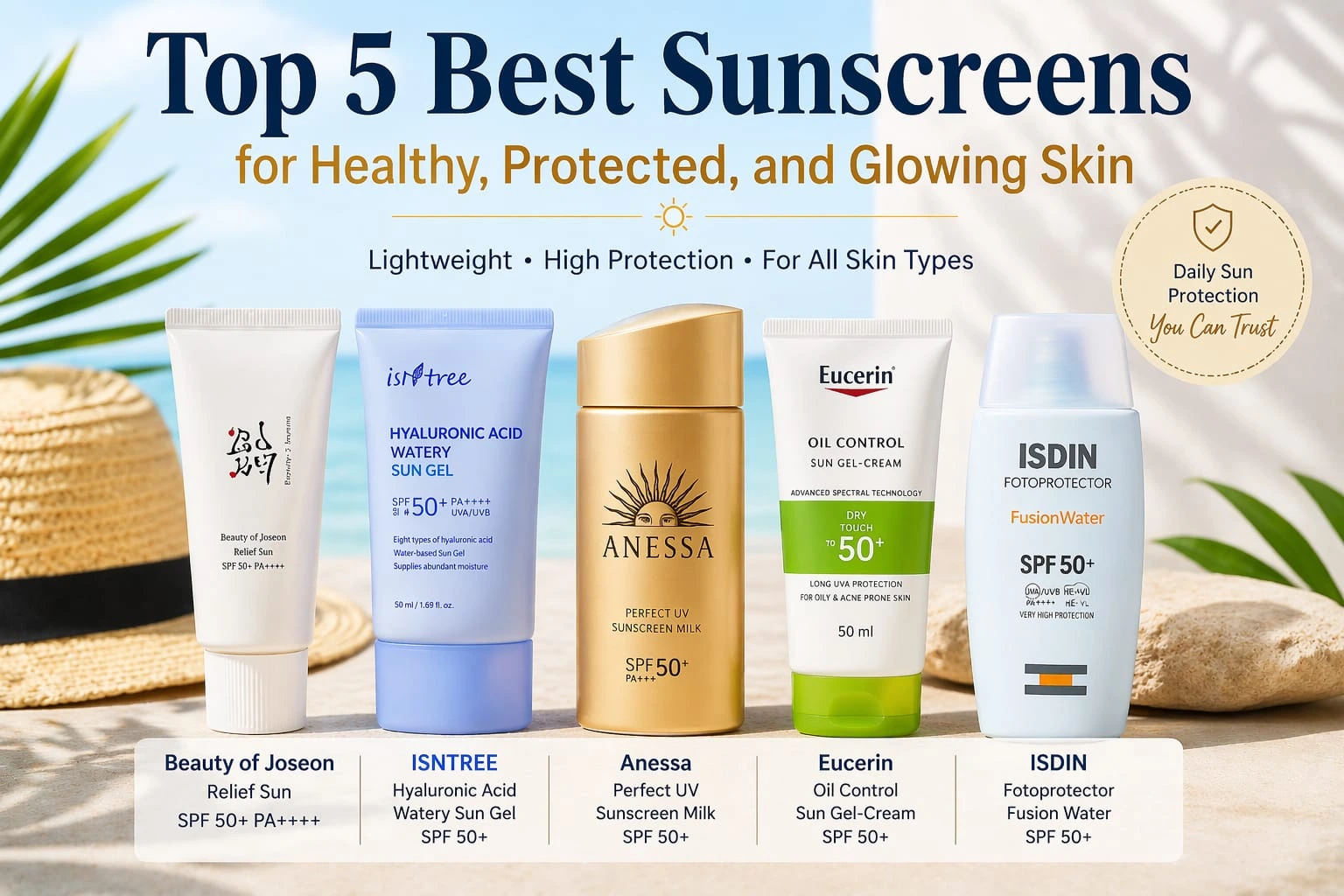 Read more about the article Top 5 Best Sunscreens for Healthy, Protected, and Glowing Skin